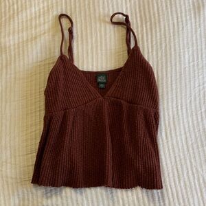 wild fable Ribbed V-Neck Spaghetti Strap Cami - Brown